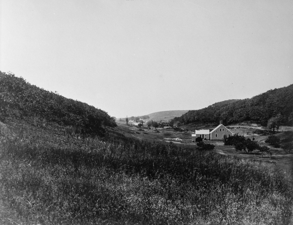 Longnook Valley, Truro, MA, Cape Cod, Barnstable County circa 1900, from the East, showing the Rich-Higgins House before it was moved.