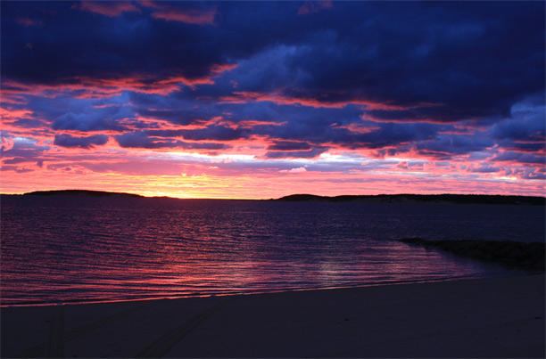Fall Sunset, Indian Neck, Wellfleet, Cape Cod looking out toward Great Island