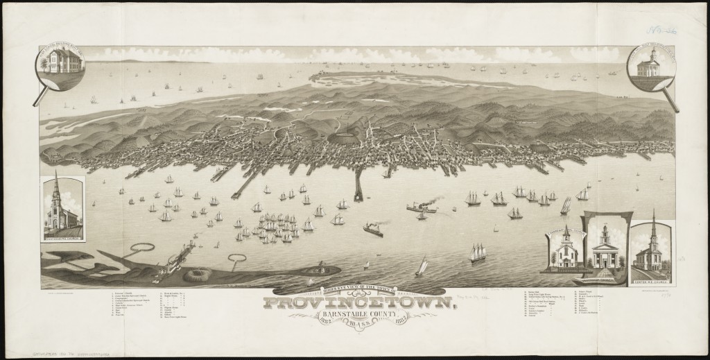1882 Birds Eye view of Provincetown, Cape Cod, MA