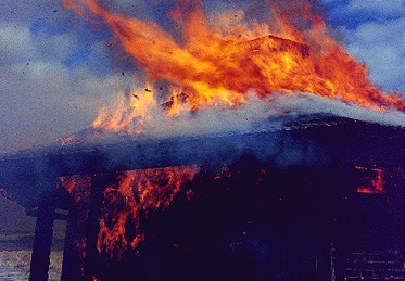 Blizzard of '78, Burning the Coast Guard Beach Pavilion, Eastham, Cape Cod, Fire