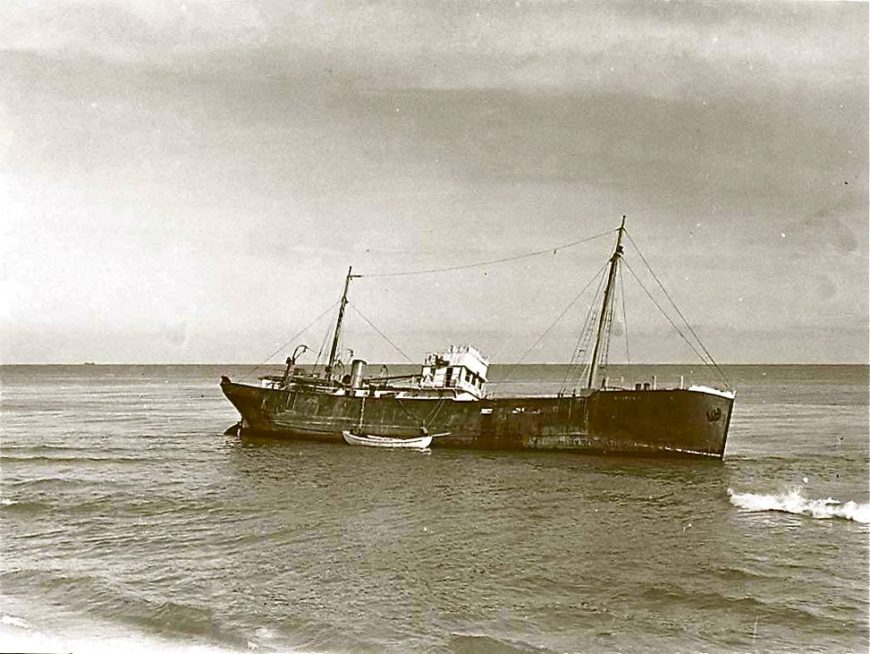Canadian Merchant Ship Lutzen aground off of Nauset, Cape Cod, 1939